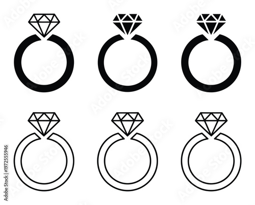Collection of Diamond Ring in Solid and Outline Styles