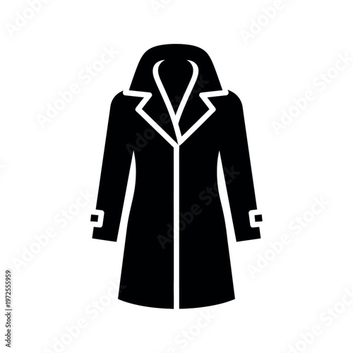 Trench Coat Icon Black and White.