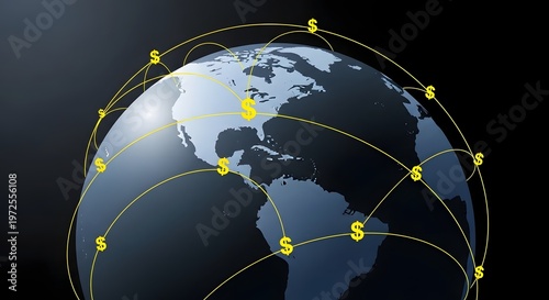 Global network connection earth with digital links and communication lines