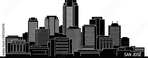 San Jose city skyline silhouette vector .