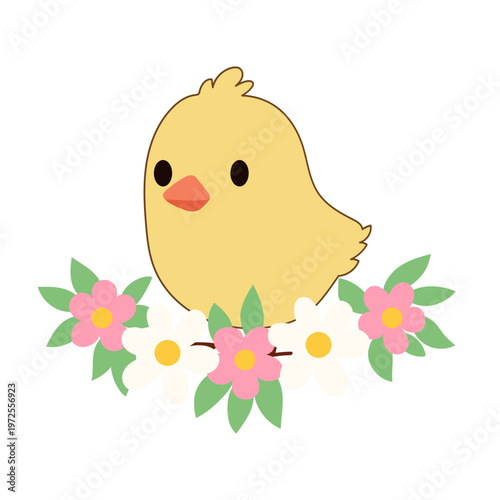 Cute Chick Icon. Lovely Easter Holiday Mascot. Cartoon Chicken Character Isolated on Background. Funny Childish Drawn Chick Bird Portrait for Ester Party Greeting card Decoration