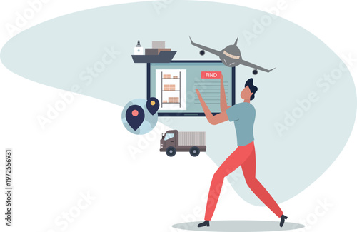 Inventory management with modern warehouse software.Digital app for stock analysis, supply and demand control.person's life situation and his activities.