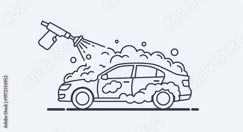 Car wash service with soap spray.