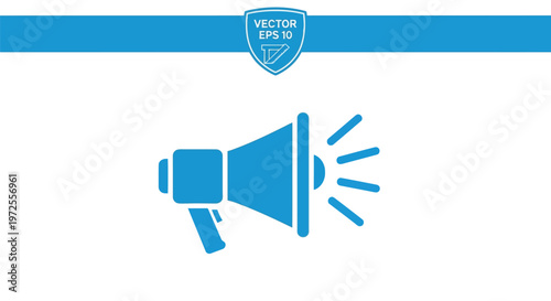 Vector illustration of Blue Megaphone with Sound Waves on White Background for Marketing