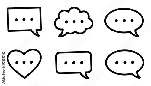 Collection of Hand-Drawn Speech Bubbles with Ellipses