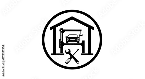 Black car repair garage logo design.