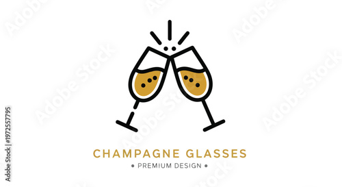 Vector illustration of champagne glasses cheers icon logo design