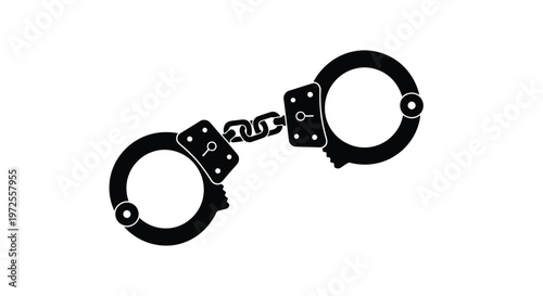 Vector illustration of black silhouette of handcuffs icon