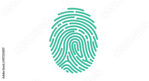 Vector illustration of turquoise fingerprint icon, digital biometric identification symbol
