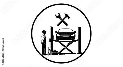 Mechanic working on a car.