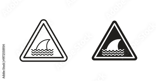 Danger of shark sign for web design. icon symbol vector