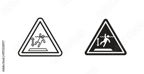 Deep water warning sign for web design. icon symbol vector