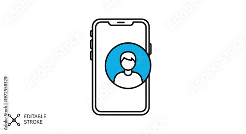 Vector illustration of smartphone with user profile icon line icon