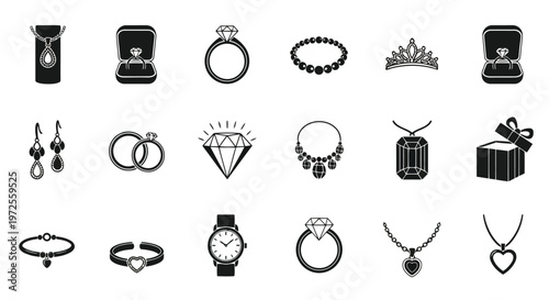 Vector illustration of set of jewelry icons in simple style