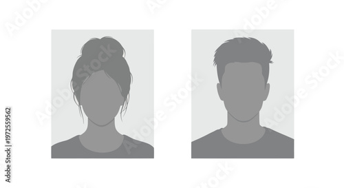 Vector illustration of male and female user profile avatar placeholder icons