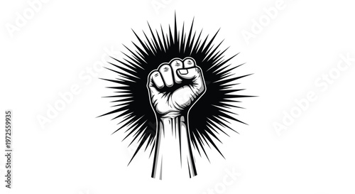 Vector illustration of raised fist symbol of power and resistance