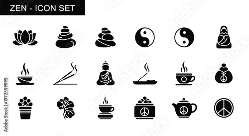 Vector illustration of zen and meditation icon set