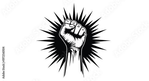 Vector illustration of raised clenched fist symbol of protest and revolution