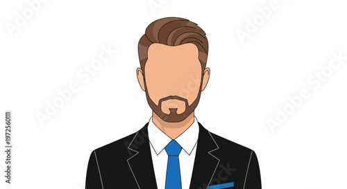 Vector illustration of faceless businessman avatar in suit and tie