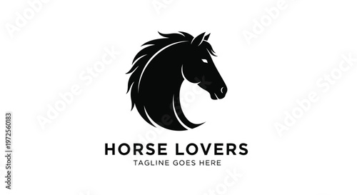 Vector illustration of elegant horse head logo design for equestrian brand