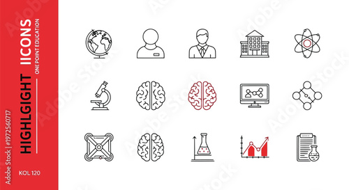 Vector illustration of set of science and education line icons