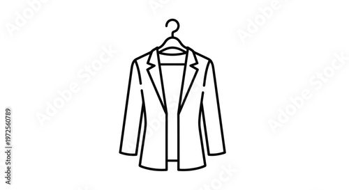 Vector illustration monochrome minimal of a jacket hanging on a hook isolated on white