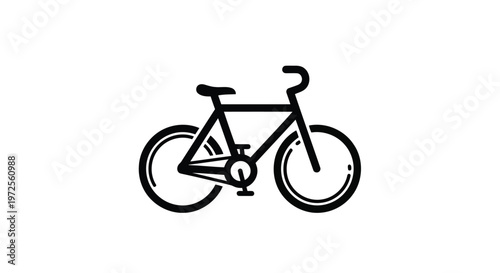 Vector illustration monochrome minimal bicycle silhouette on white background for infographic use