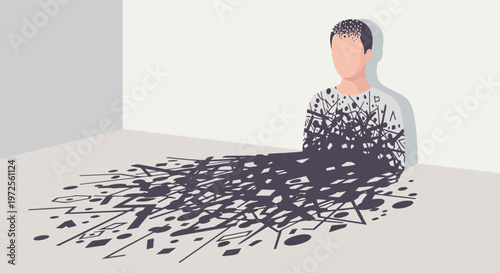 Concept of Overthinking, Anxiety, and Mental Health Confusion with Messy Tangled Lines