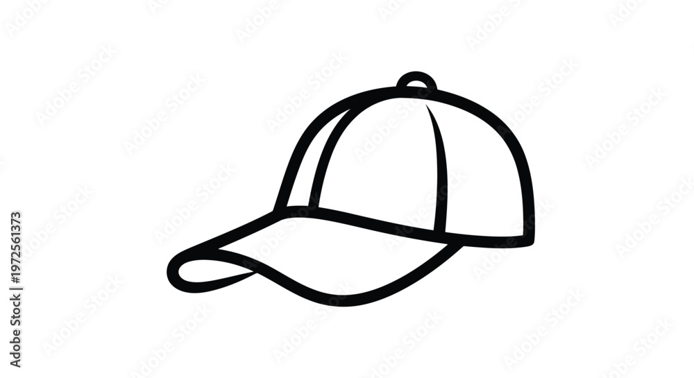 Fototapeta premium Vector illustration monochrome minimal baseball cap silhouette on white background for infographic use