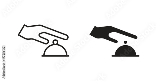 Hand touching service bell icon for web design. icon symbol vector