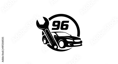 Car repair service logo with wrench.