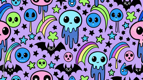 Colorful collection of assorted cartoon eyes with various expressions