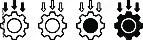 Title four stages of gear progression a visual representation of silhouette development and mechanical transformation description a series of four gears each