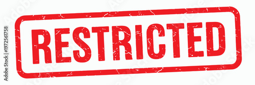 Title restricted grunge stamp red ink on white background description