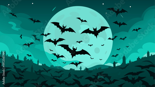 Halloween full moon with a spooky carved jack-o-lantern face