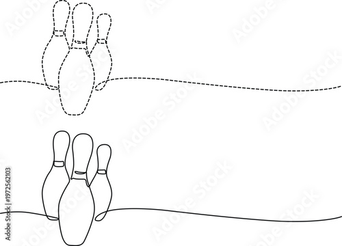 Illustration of bowling pins knocked down in two different scenarios Vector