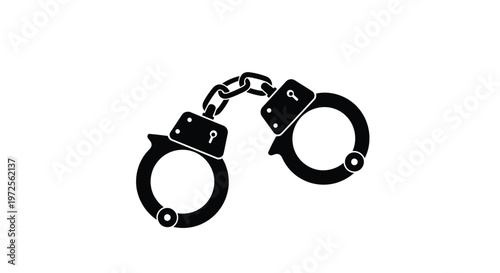 Vector illustration monochrome minimal handcuffs icon on isolated white background for law enforcement or security themes