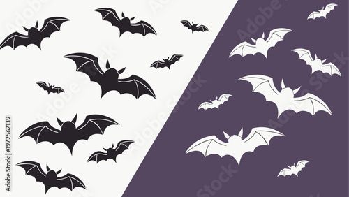 Flock of bats flying against a dark sky