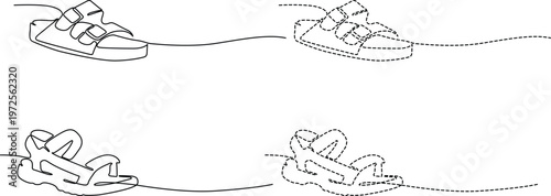 Sequence of a sandal moving through different stages of deformation and wear Vector