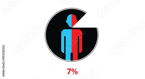 Vector illustration colorful infographic of split person in pie chart on white background