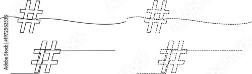 Abstract geometric symbols connected by wavy and straight lines. Vector