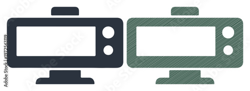 Computer monitor icons, screen symbols, device graphics, tech illustrations, vector graphics