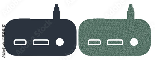 Vector USB connectors, plug adapters, electronic devices, black and green