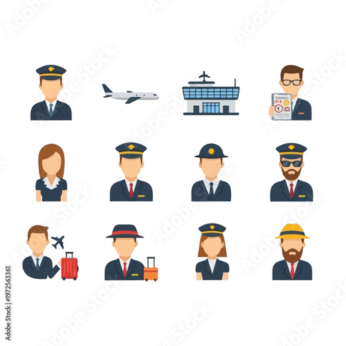 Airport Staff and Travelers Illustration.
