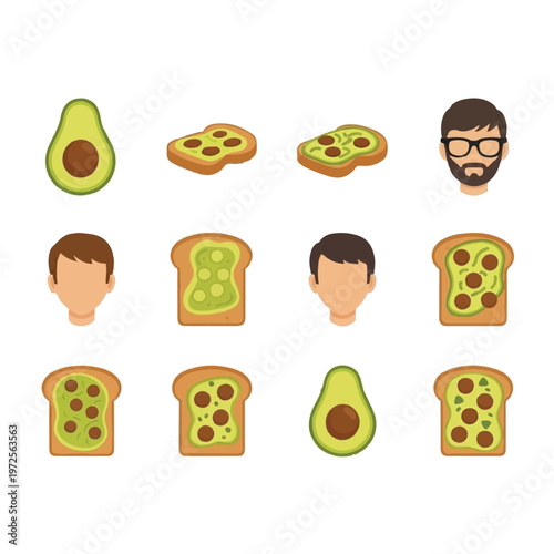 Avocado on toast with people icons.
