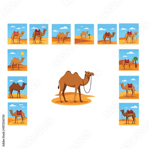 Brown Camel Standing on Sandy Dune.