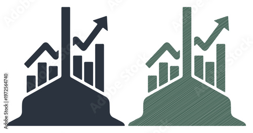 Business growth, finance, graph icons, chart symbols, vector illustrations