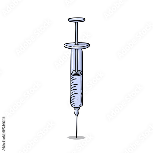Medical Syringe Illustration with Liquid and Needle Ready for Injection
