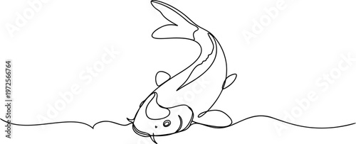 Koi fish lineart style isolated on white background