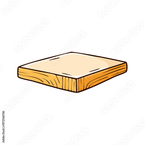 Hand drawn illustration of a single slice of fresh bread ready for toasting